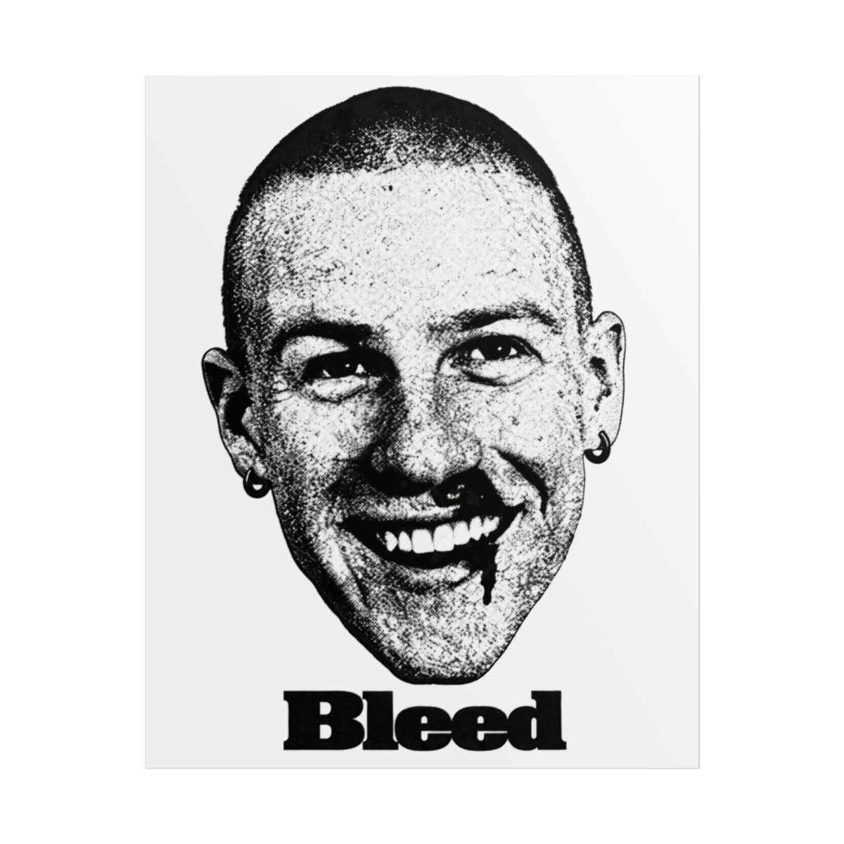 Bleed face illustration Rolled Poster | Black and white portrait print | Malcolm Todd