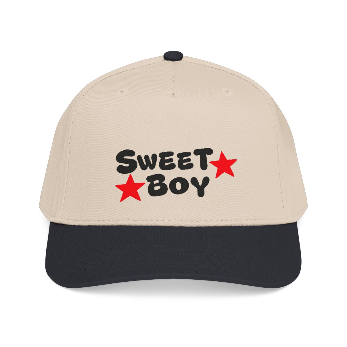 Sweet Boy baseball cap | embroidered text, red stars | Malcolm Todd