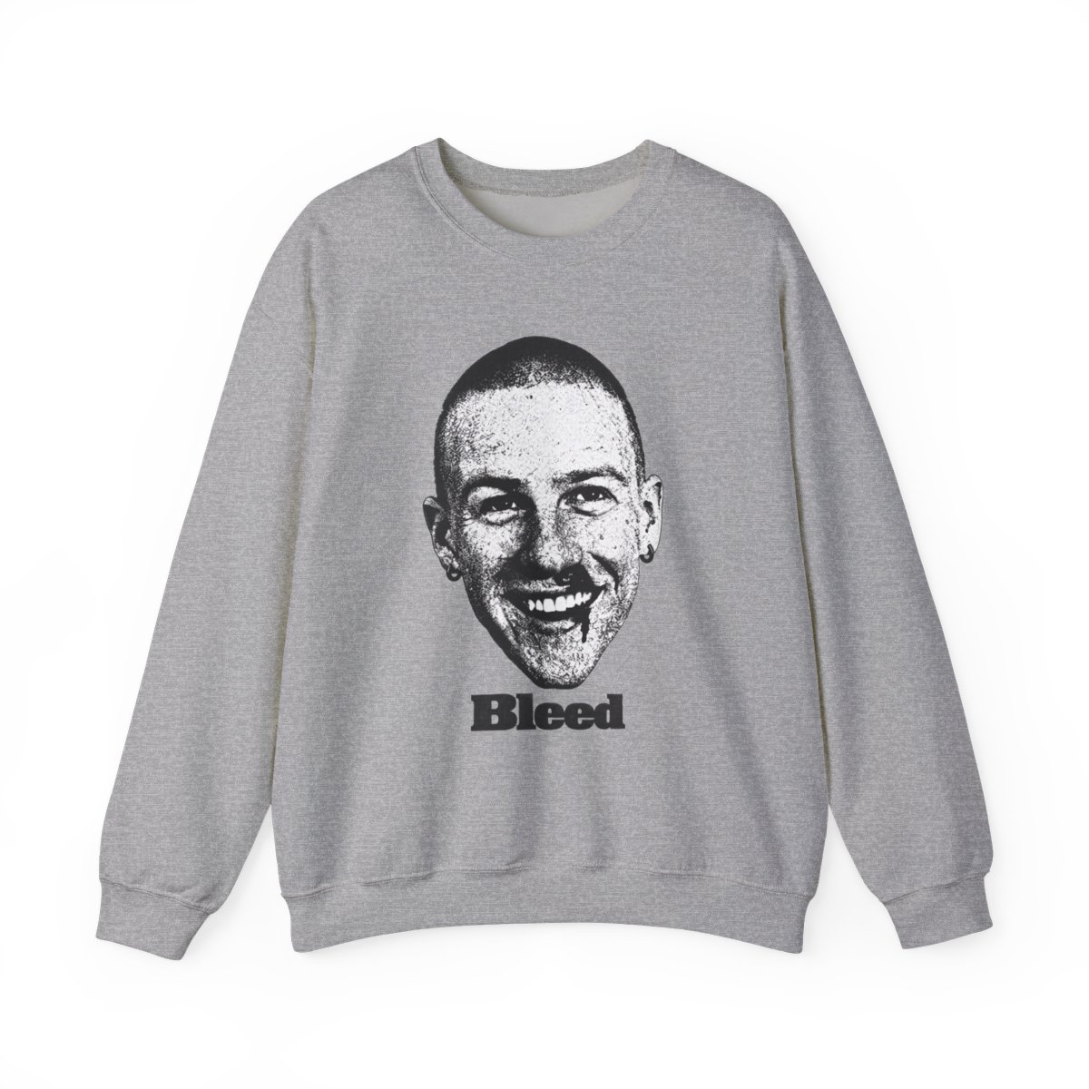 Smiling Face Portrait Sweatshirt | Bleed Text | Malcolm Todd - alternate angle 2, merchandise