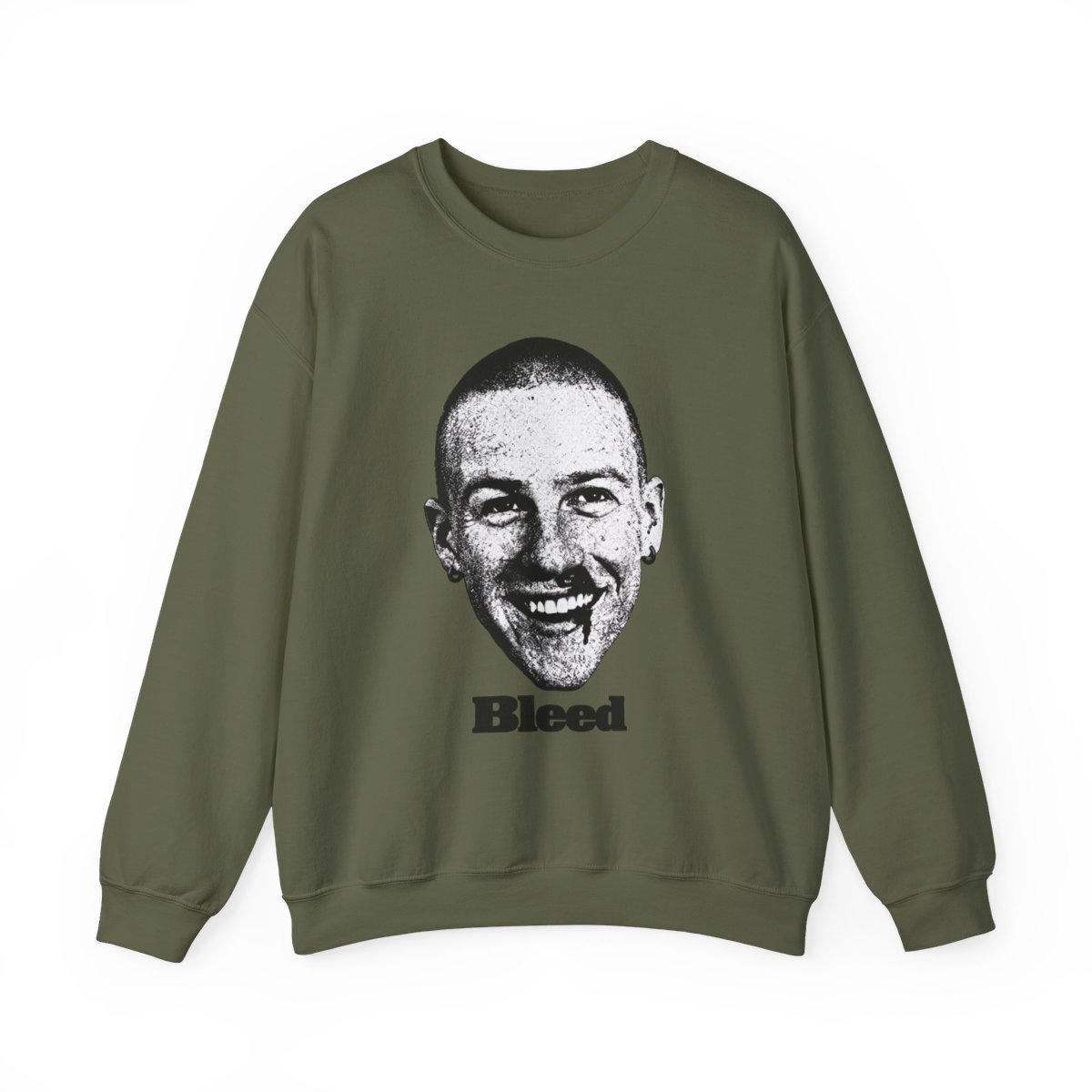 Smiling Face Portrait Sweatshirt | Bleed Text | Malcolm Todd - alternate angle 3, merchandise
